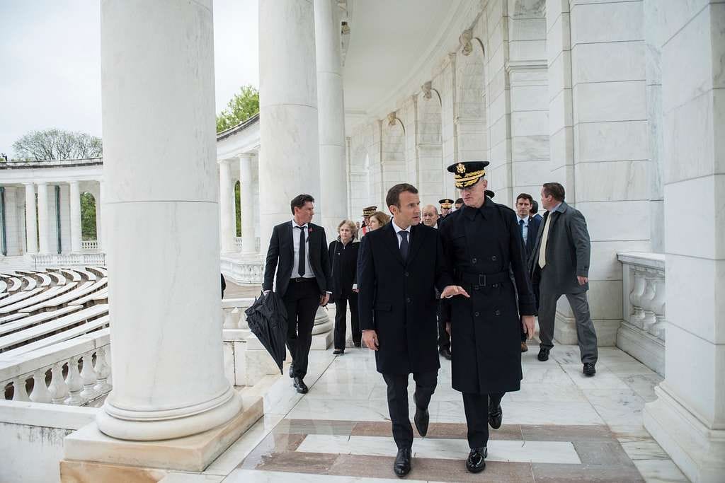 France Signals Firm Response to Any Threat Against Global Shipping Routes Ahead of G7 Summit 1 french president emmanuel macron center left walks cb7583 1024281292023081436479867023