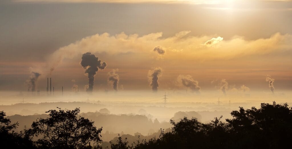 industry sunrise clouds fog 39553