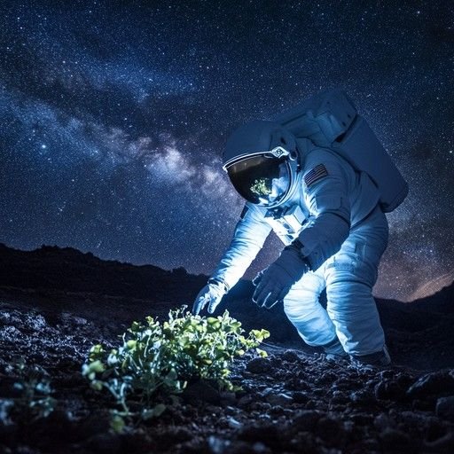astronaut exploring vegetation stockcake8801647985110602129